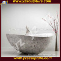 hand carved white marble round stone bathtub for sale